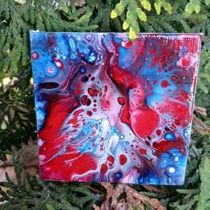 "Orb Eruption" Acrylic Pour Painted Magnetic Stretched Canvas
